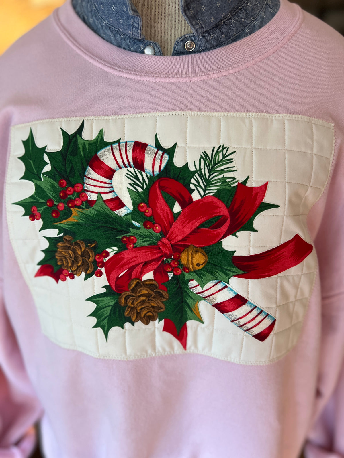 Pink Crew Neck Vintage Christmas Sweatshirt