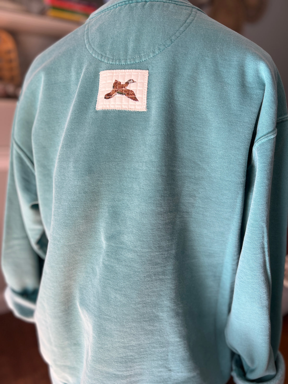 Teal Sweatshirt with Vintage Flying Ducks