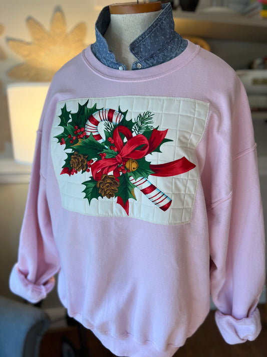 Pink Crew Neck Vintage Christmas Sweatshirt