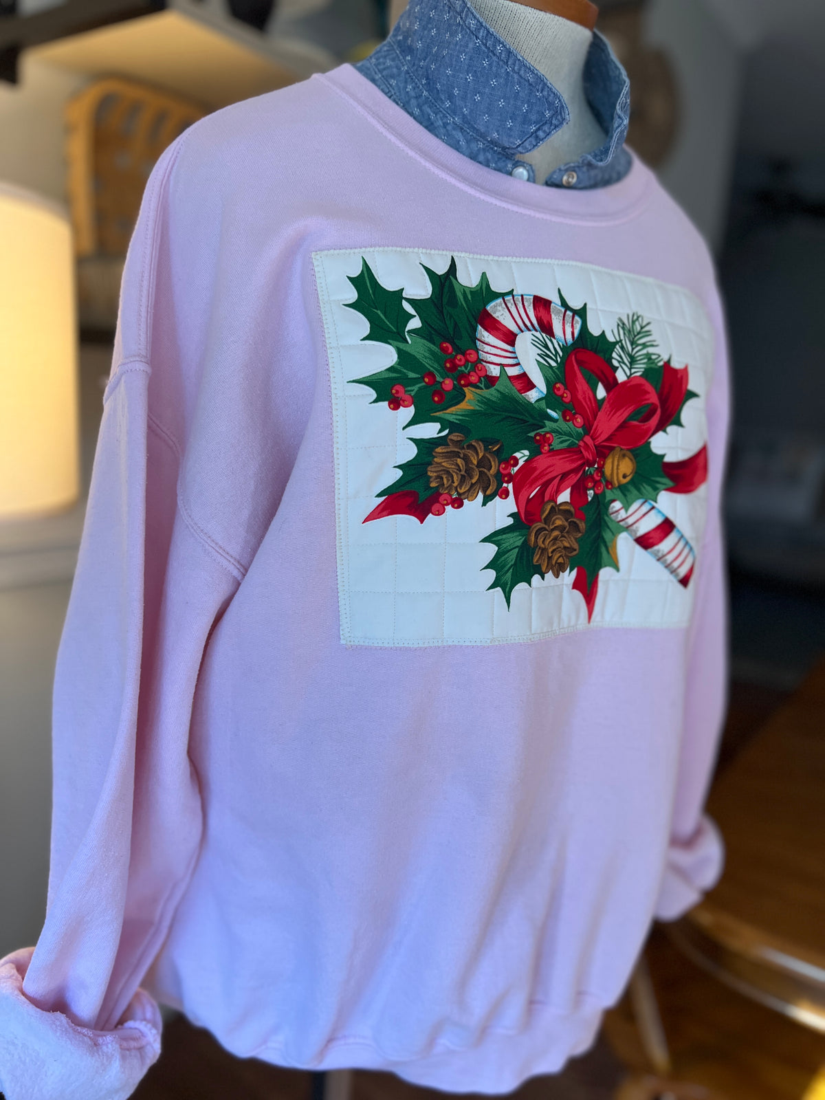 Pink Crew Neck Vintage Christmas Sweatshirt