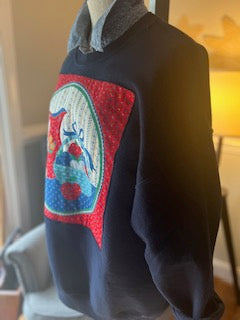 Navy Blue Vintage Little Red House - XL