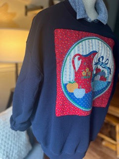 Navy Blue Vintage Little Red House - XL