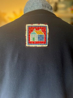 Navy Blue Vintage Little Red House - XL