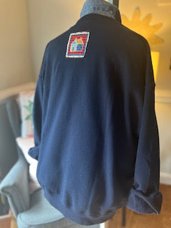 Navy Blue Vintage Little Red House - XL