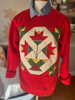 Vintage Flower Basket Red Sweatshirt