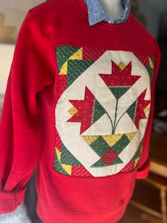 Vintage Flower Basket Red Sweatshirt