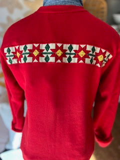 Vintage Flower Basket Red Sweatshirt