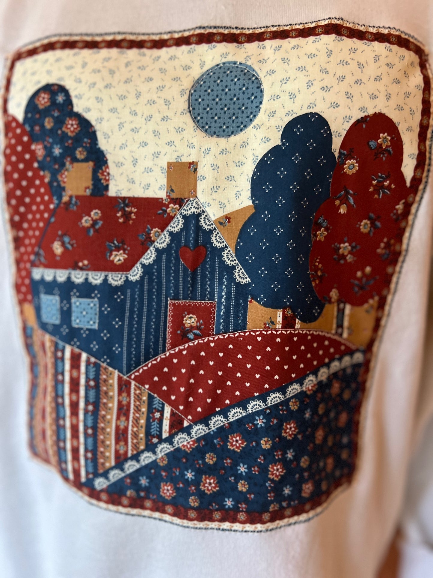 Farm House in Blues and Browns Cream Sweatshirt